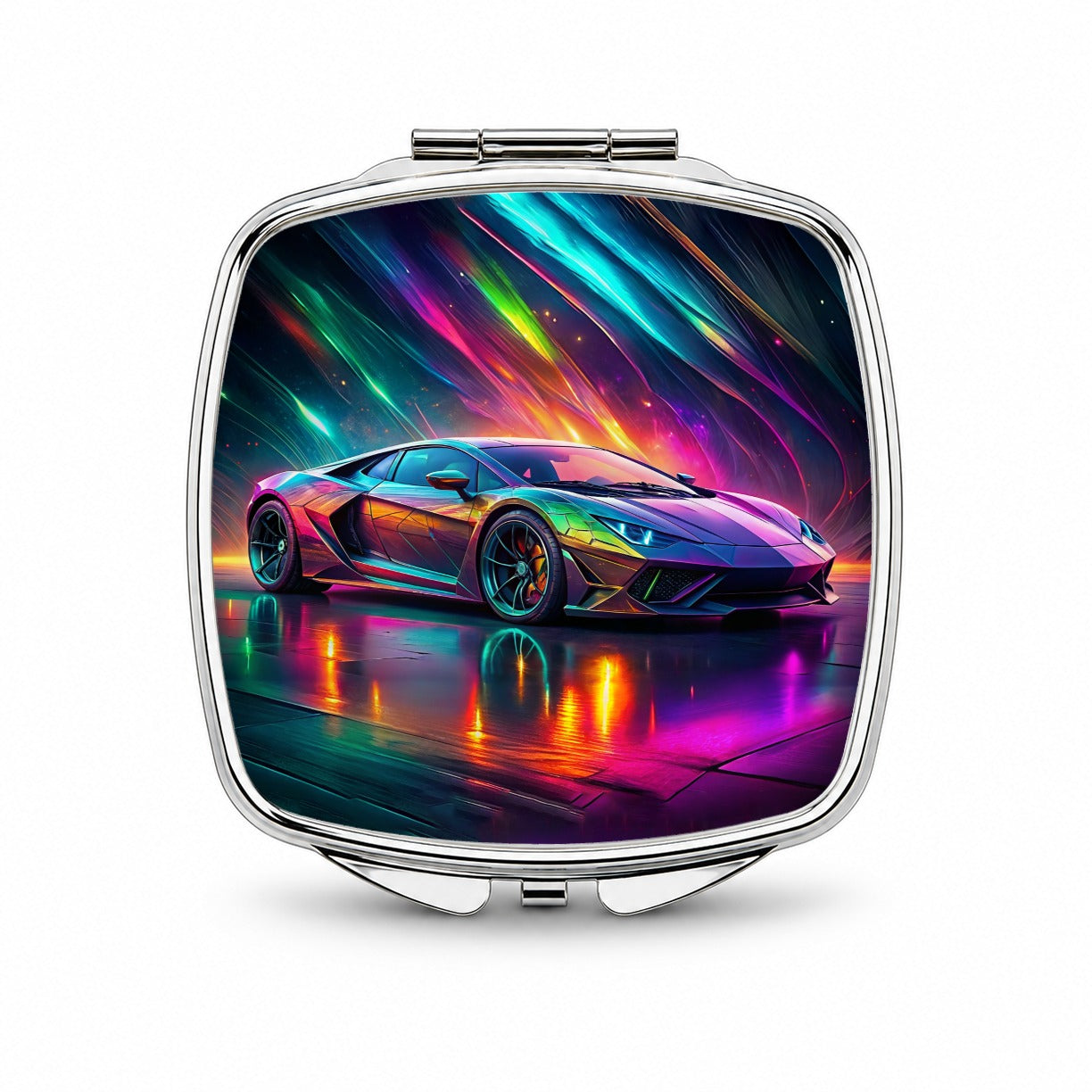 Exotic Super Car Graffiti Style Small Travel Purse Handbag Pocket Makeup Compact Mirror