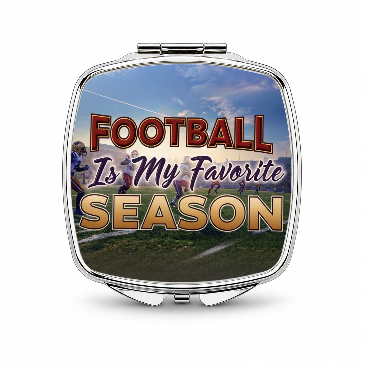 Football Is My Favorite Season Funny Small Travel Purse Handbag Pocket Makeup Compact Mirror
