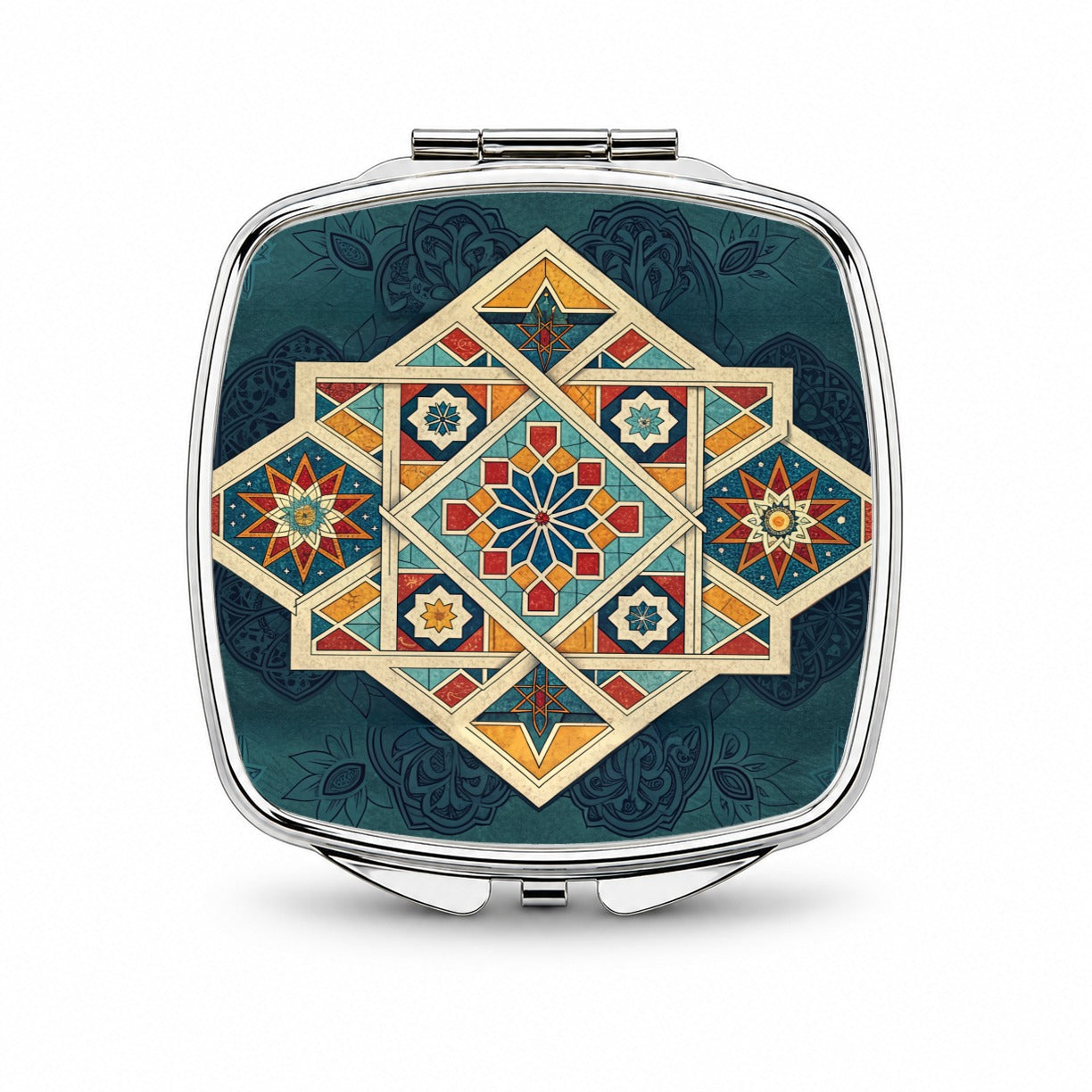 Geometric Retro Vintage Pattern Small Travel Purse Handbag Pocket Makeup Compact Mirror