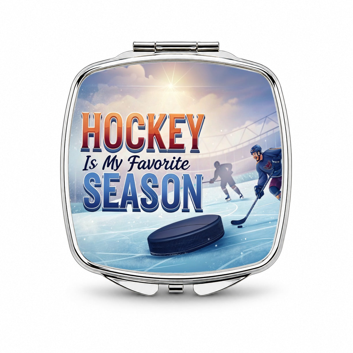 Hockey is My Favorite Season Ice Skate Small Travel Purse Handbag Pocket Makeup Compact Mirror