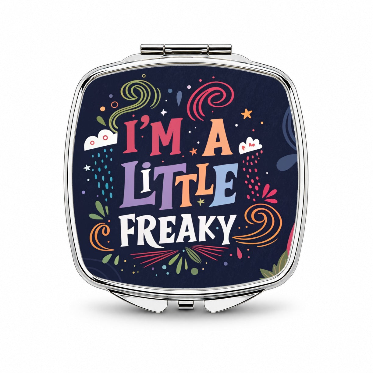 I'm a Little Freaky Fun Rainbow Colors Small Travel Purse Handbag Pocket Makeup Compact Mirror