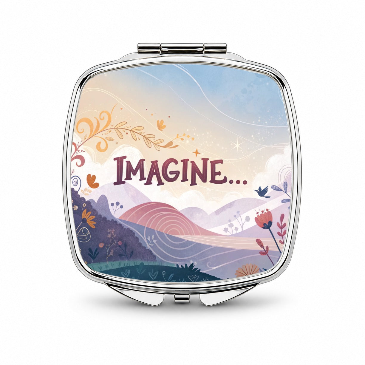 Imagine Inspirational Small Travel Purse Handbag Pocket Makeup Compact Mirror