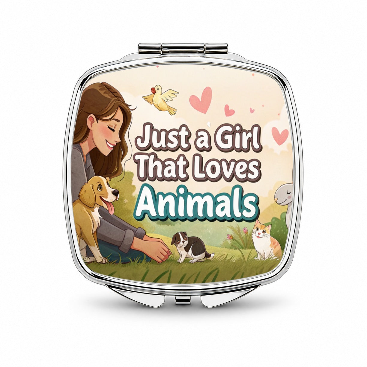 Just A Girl That Loves Animals Small Travel Purse Handbag Pocket Makeup Compact Mirror