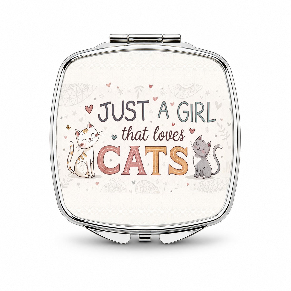 Just A Girl That Loves Cats Funny Small Travel Purse Handbag Pocket Makeup Compact Mirror