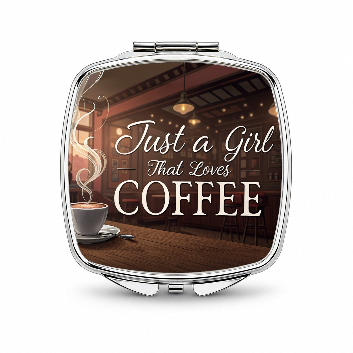 Just A Girl That Loves Coffee Funny Small Travel Purse Handbag Pocket Makeup Compact Mirror