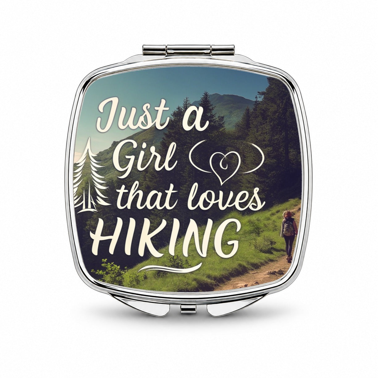 Just A Girl That Loves Hiking Adventure Small Travel Purse Handbag Pocket Makeup Compact Mirror