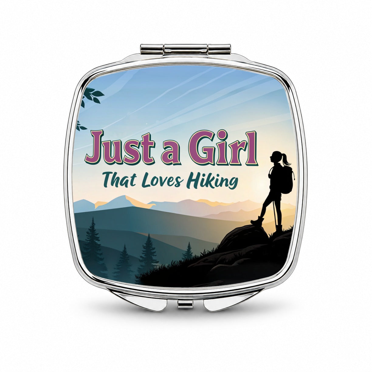 Just A Girl That Loves Hiking Funny Small Travel Purse Handbag Pocket Makeup Compact Mirror