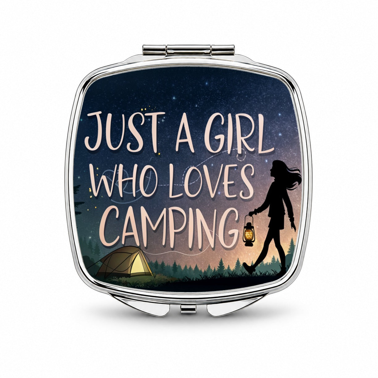 Just A Girl Who Loves Camping Funny Small Travel Purse Handbag Pocket Makeup Compact Mirror