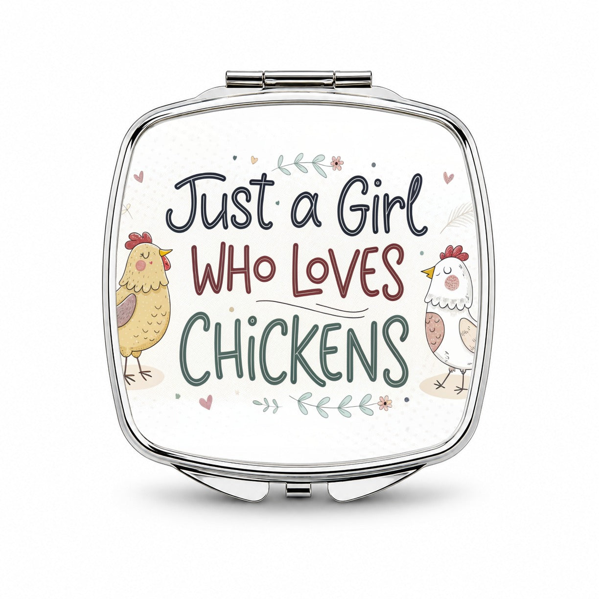 Just A Girl Who Loves Chickens Funny Small Travel Purse Handbag Pocket Makeup Compact Mirror