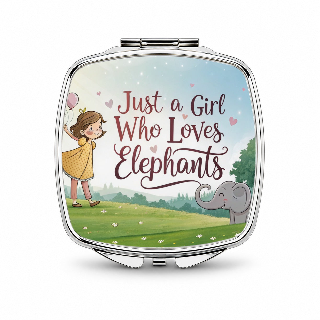 Just A Girl Who Loves Elephants Cute Small Travel Purse Handbag Pocket Makeup Compact Mirror