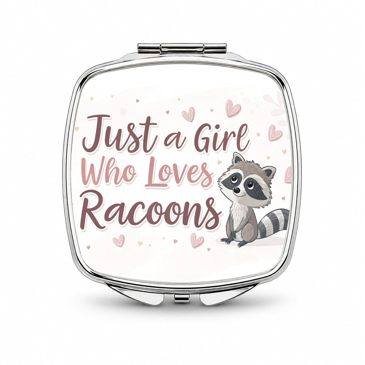 Just A Girl Who Loves Raccoons Cute Small Travel Purse Handbag Pocket Makeup Compact Mirror