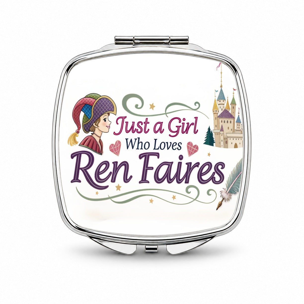 Just A Girl Who Loves Ren Renaissance Faires Small Travel Purse Handbag Pocket Makeup Compact Mirror