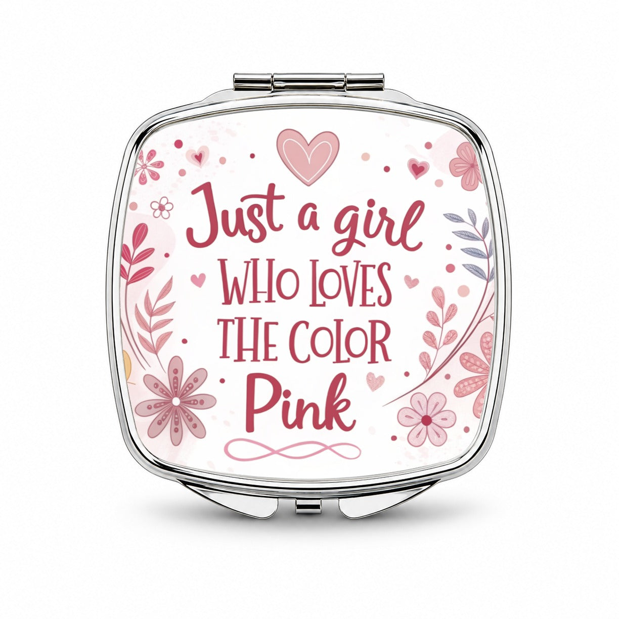 Just A Girl Who Loves The Color Pink Funny Small Travel Purse Handbag Pocket Makeup Compact Mirror