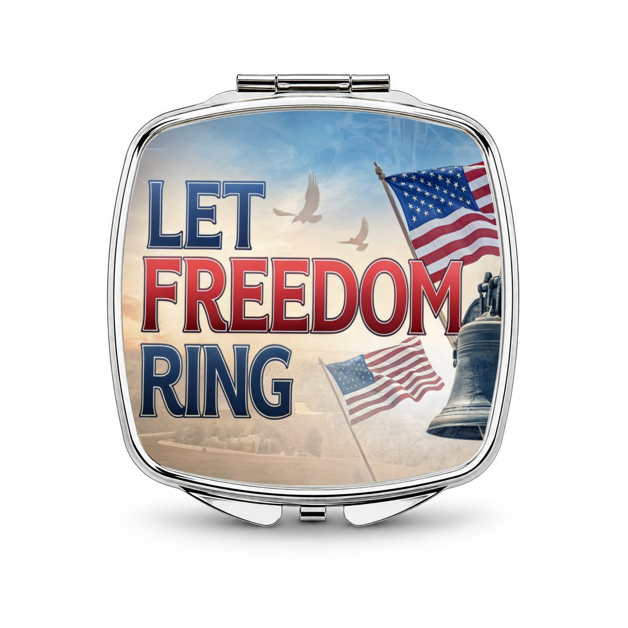 Let Freedom Ring Liberty Bell Patriotic Small Travel Purse Handbag Pocket Makeup Compact Mirror