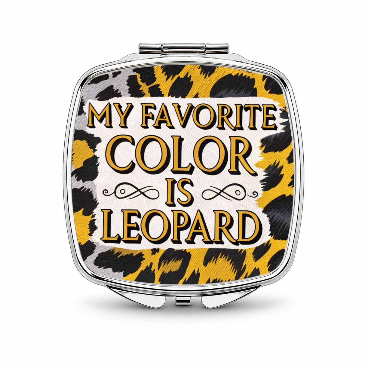My Favorite Color Is Leopard Funny Small Travel Purse Handbag Pocket Makeup Compact Mirror