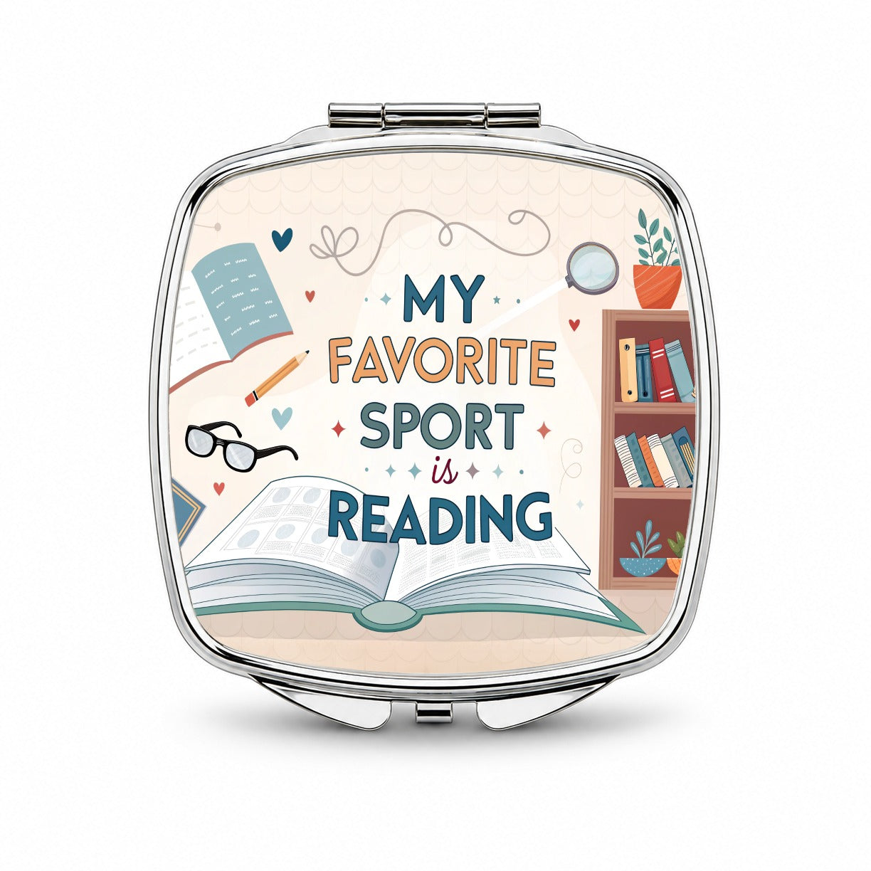My Favorite Sport Is Reading Funny Small Travel Purse Handbag Pocket Makeup Compact Mirror