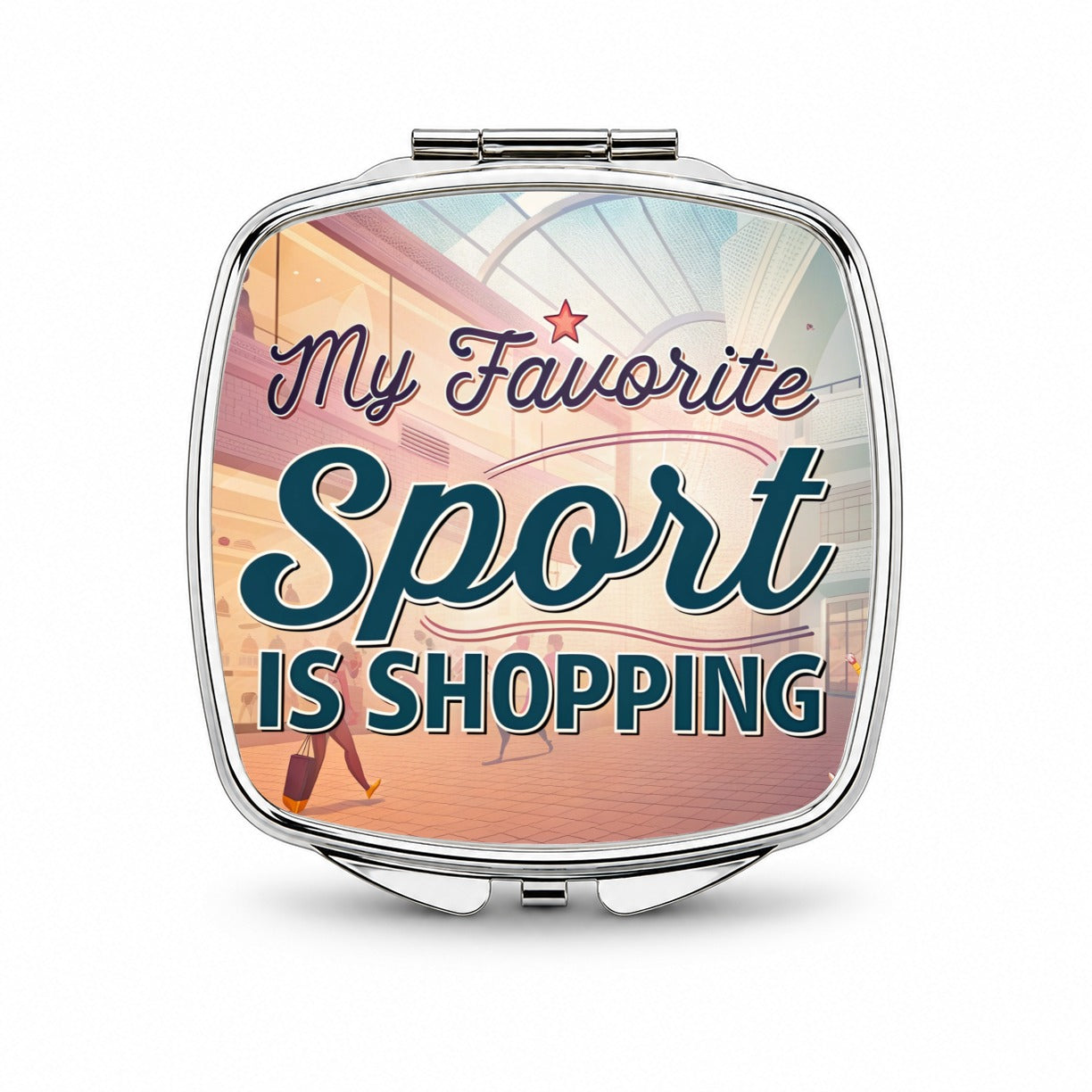 My Favorite Sport Is Shopping Small Travel Purse Handbag Pocket Makeup Compact Mirror