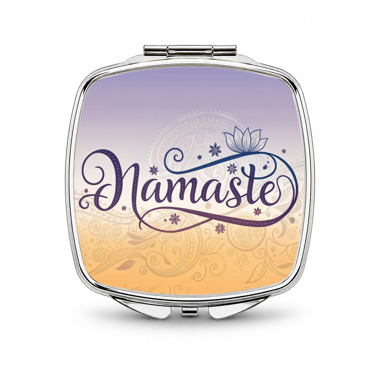 Namaste Yoga Lotus Flower Small Travel Purse Handbag Pocket Makeup Compact Mirror