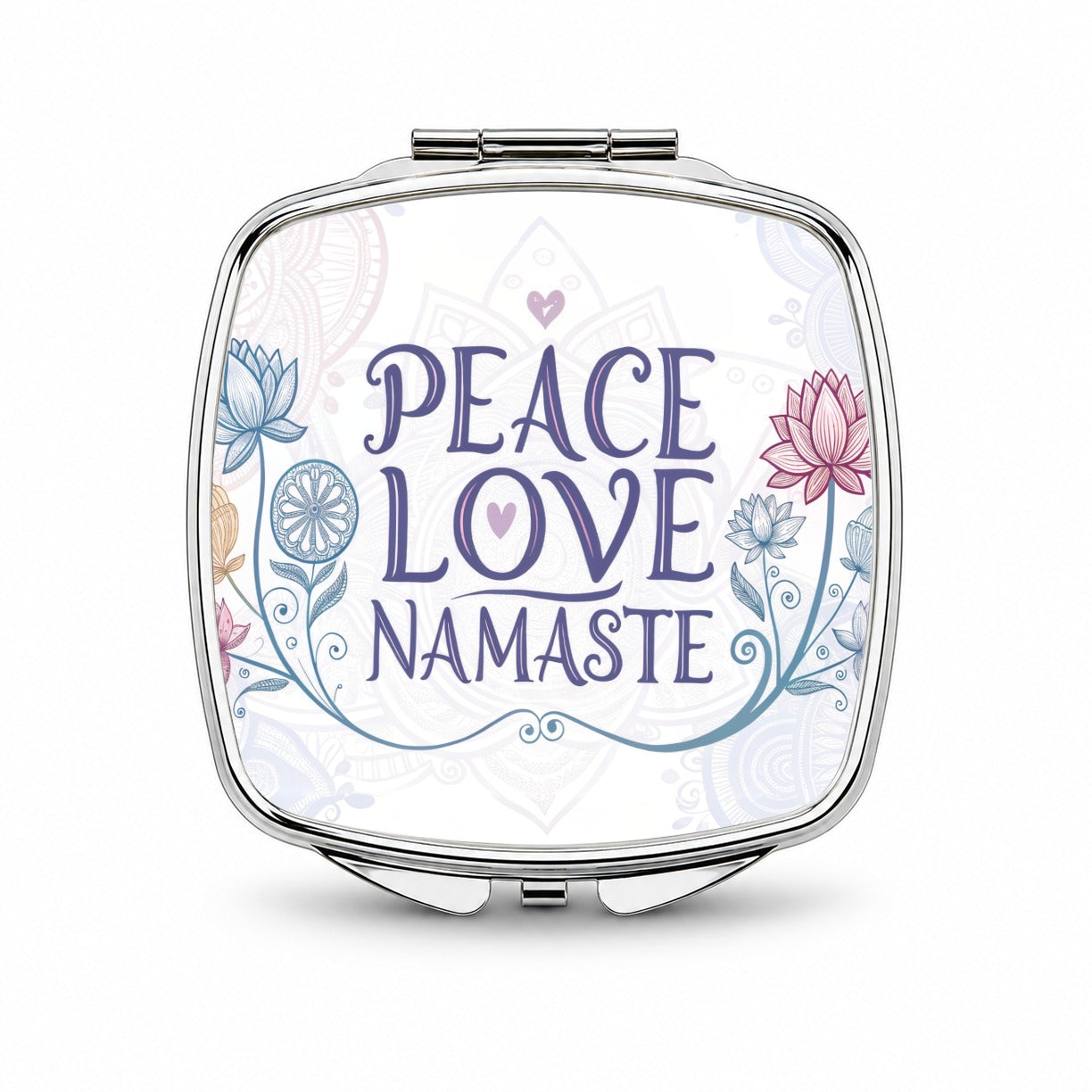 Peace Love Namaste Floral Small Travel Purse Handbag Pocket Makeup Compact Mirror