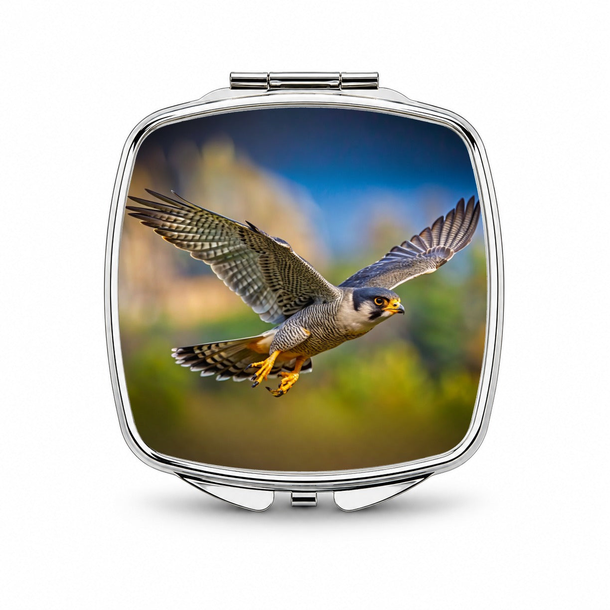 Peregrine Falcon Raptor in Flight Small Travel Purse Handbag Pocket Makeup Compact Mirror