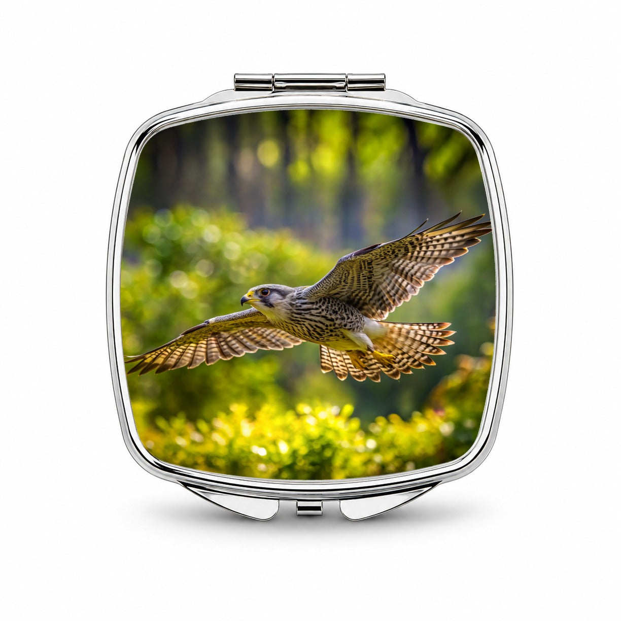 Saker Falcon Raptor in Flight Small Travel Purse Handbag Pocket Makeup Compact Mirror