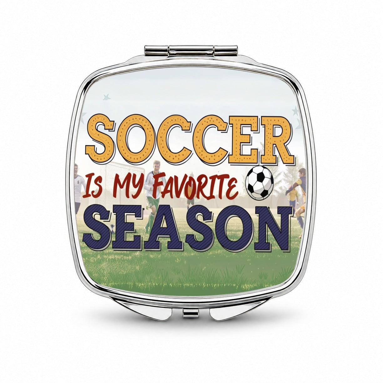 Soccer Is My Favorite Season Funny Small Travel Purse Handbag Pocket Makeup Compact Mirror
