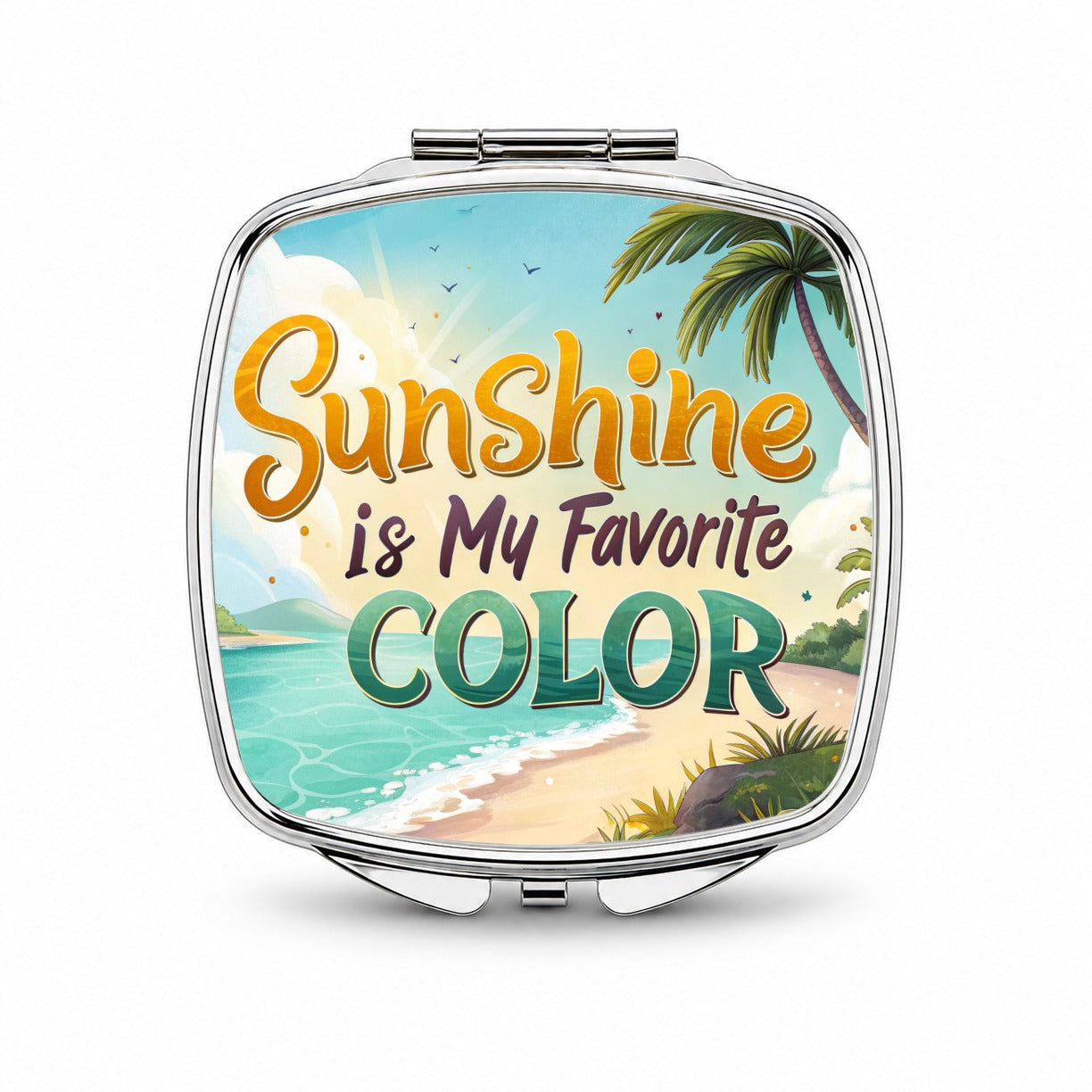 Sunshine Is My Favorite Color Funny Tropical Small Travel Purse Handbag Pocket Makeup Compact Mirror
