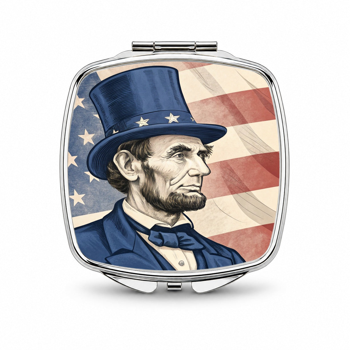 Abraham Lincoln American President Patriotic Small Travel Purse Handbag Pocket Makeup Compact Mirror