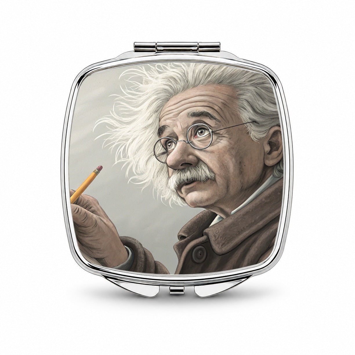 Albert Einstein Genius Portrait Small Travel Purse Handbag Pocket Makeup Compact Mirror