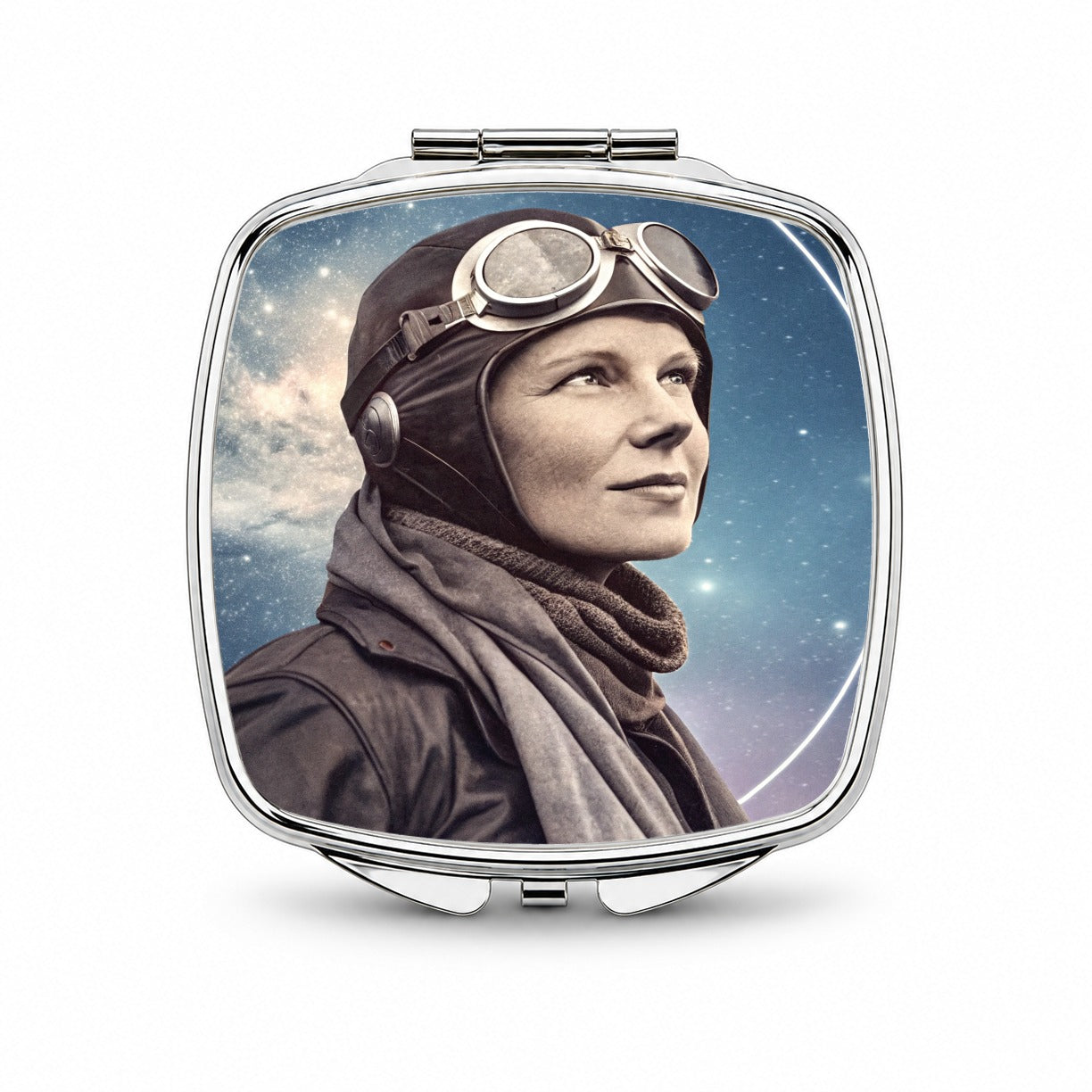 Amelia Earhart Aviation Small Travel Purse Handbag Pocket Makeup Compact Mirror