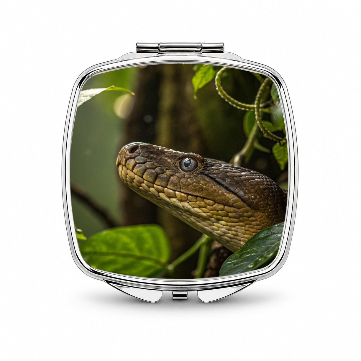 Anaconda Snake Close Up Small Travel Purse Handbag Pocket Makeup Compact Mirror