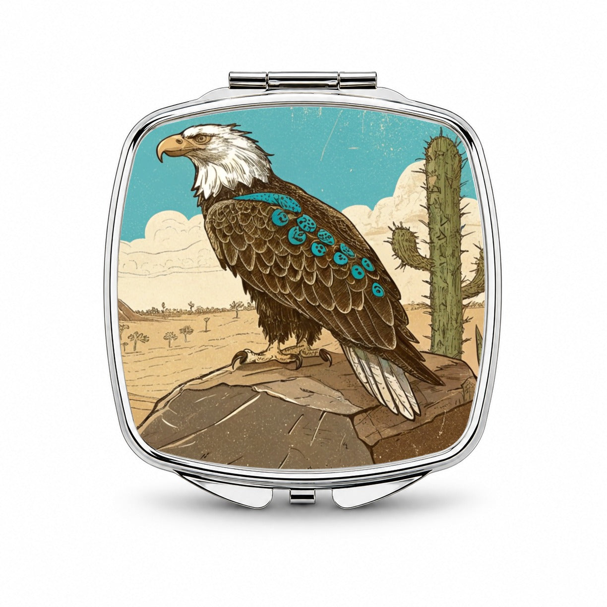Bald Eagle of the Southwest Desert Small Travel Purse Handbag Pocket Makeup Compact Mirror