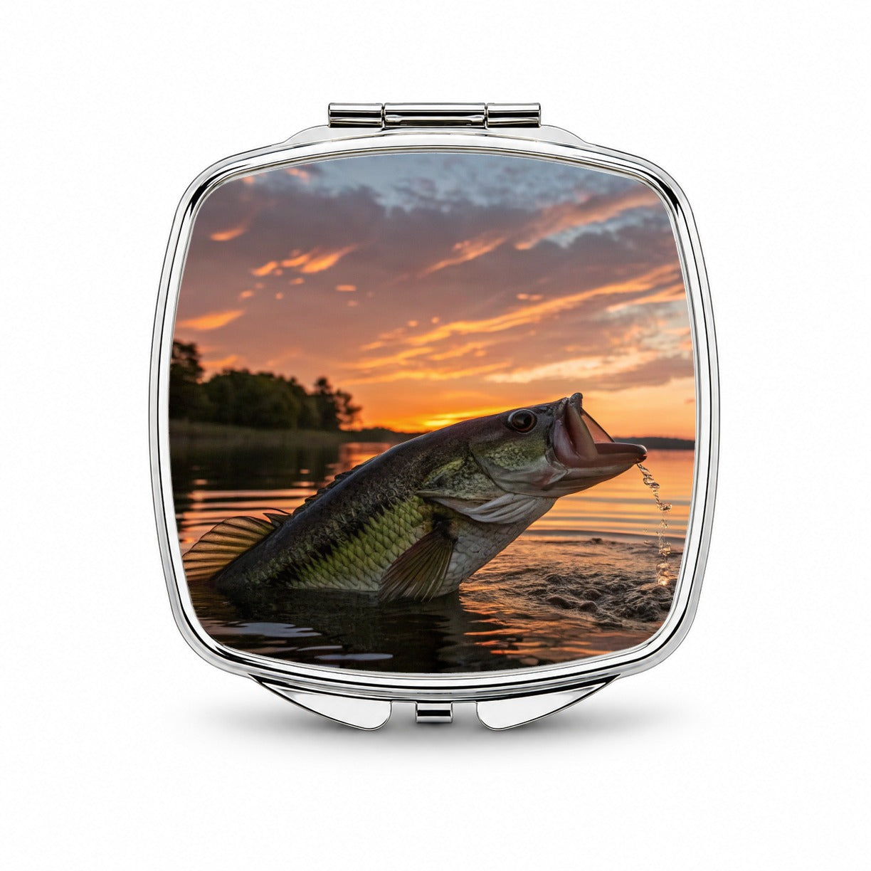 Bass Fish Fishing Sunset Small Travel Purse Handbag Pocket Makeup Compact Mirror