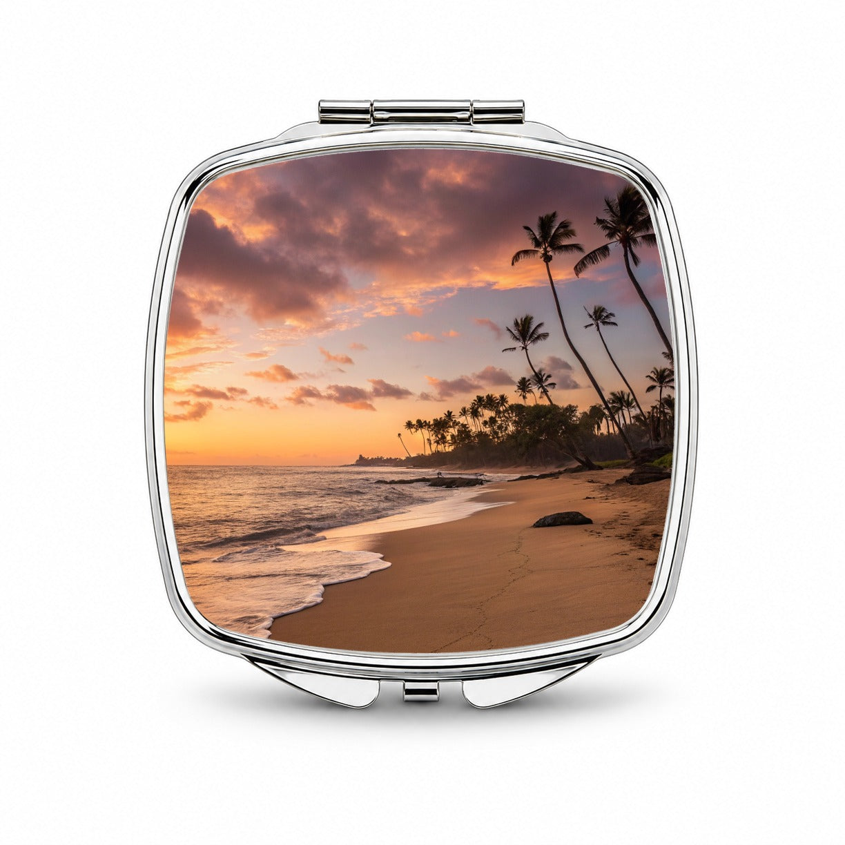 Beach Sunrise Sunset Ocean Tropical Small Travel Purse Handbag Pocket Makeup Compact Mirror