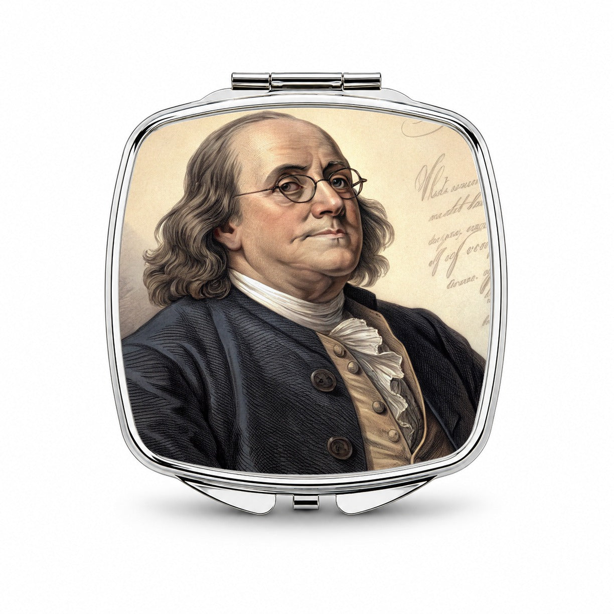 Benjamin Franklin American History Small Travel Purse Handbag Pocket Makeup Compact Mirror