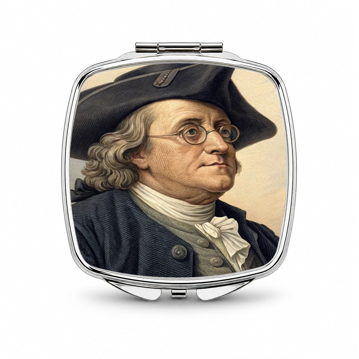 Benjamin Franklin Inventor Small Travel Purse Handbag Pocket Makeup Compact Mirror