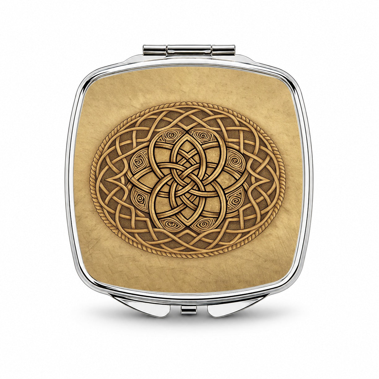 Irish Celtic Knot Mandala Small Travel Purse Handbag Pocket Makeup Compact Mirror