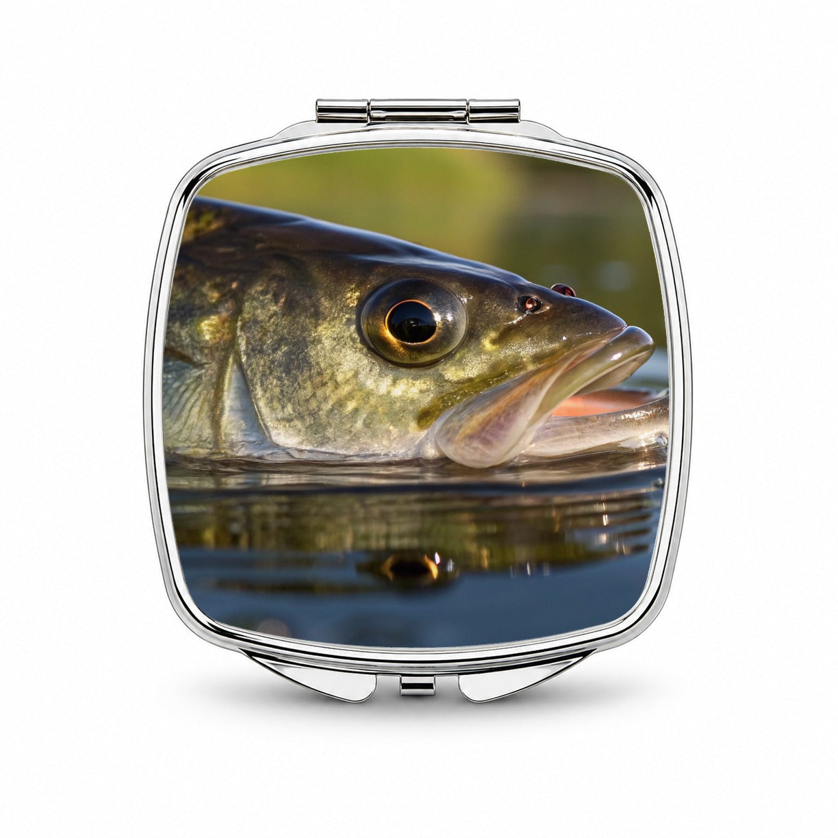 Largemouth Bass Fishing Wildlife Small Travel Purse Handbag Pocket Makeup Compact Mirror