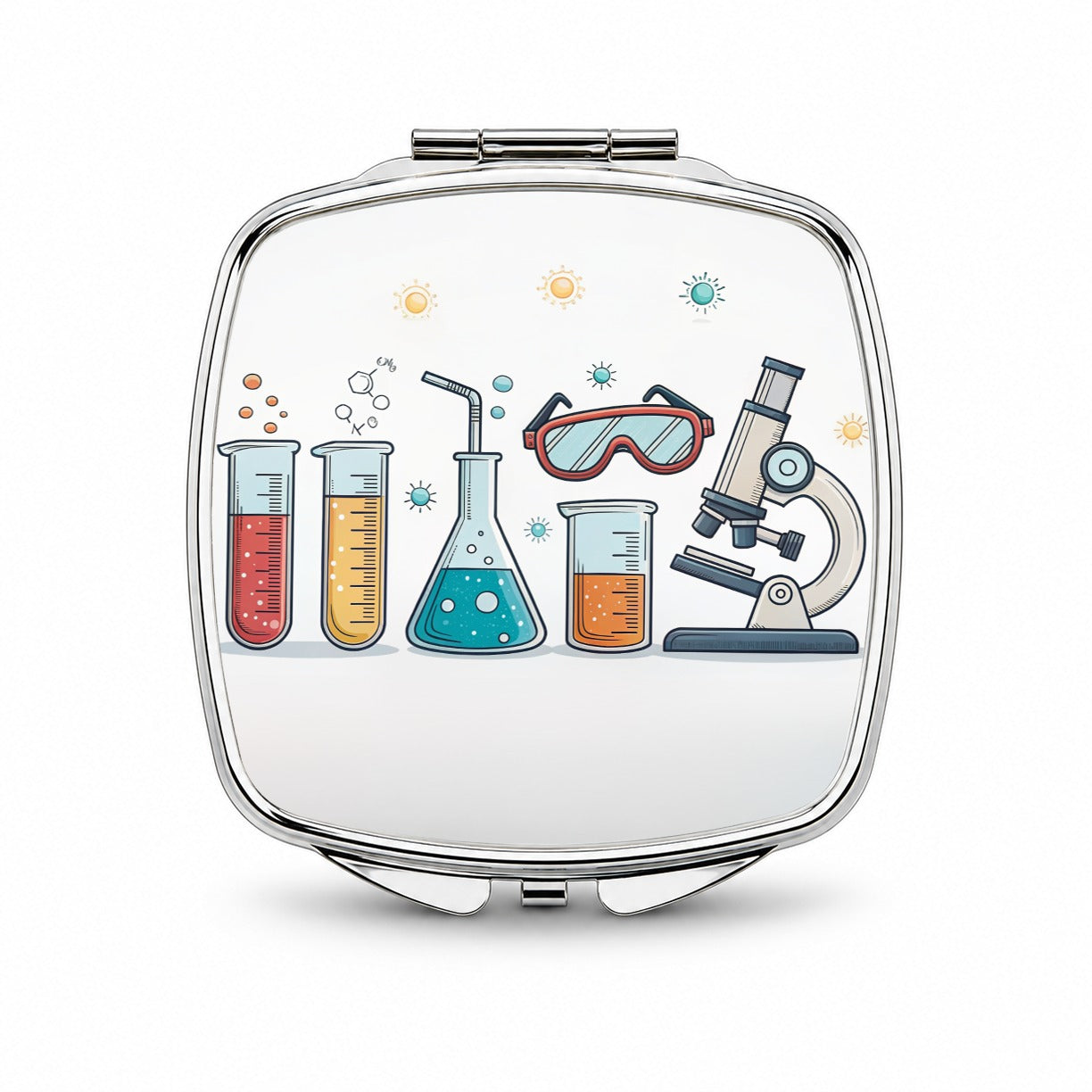 Science Chemistry Biology Physics Small Travel Purse Handbag Pocket Makeup Compact Mirror
