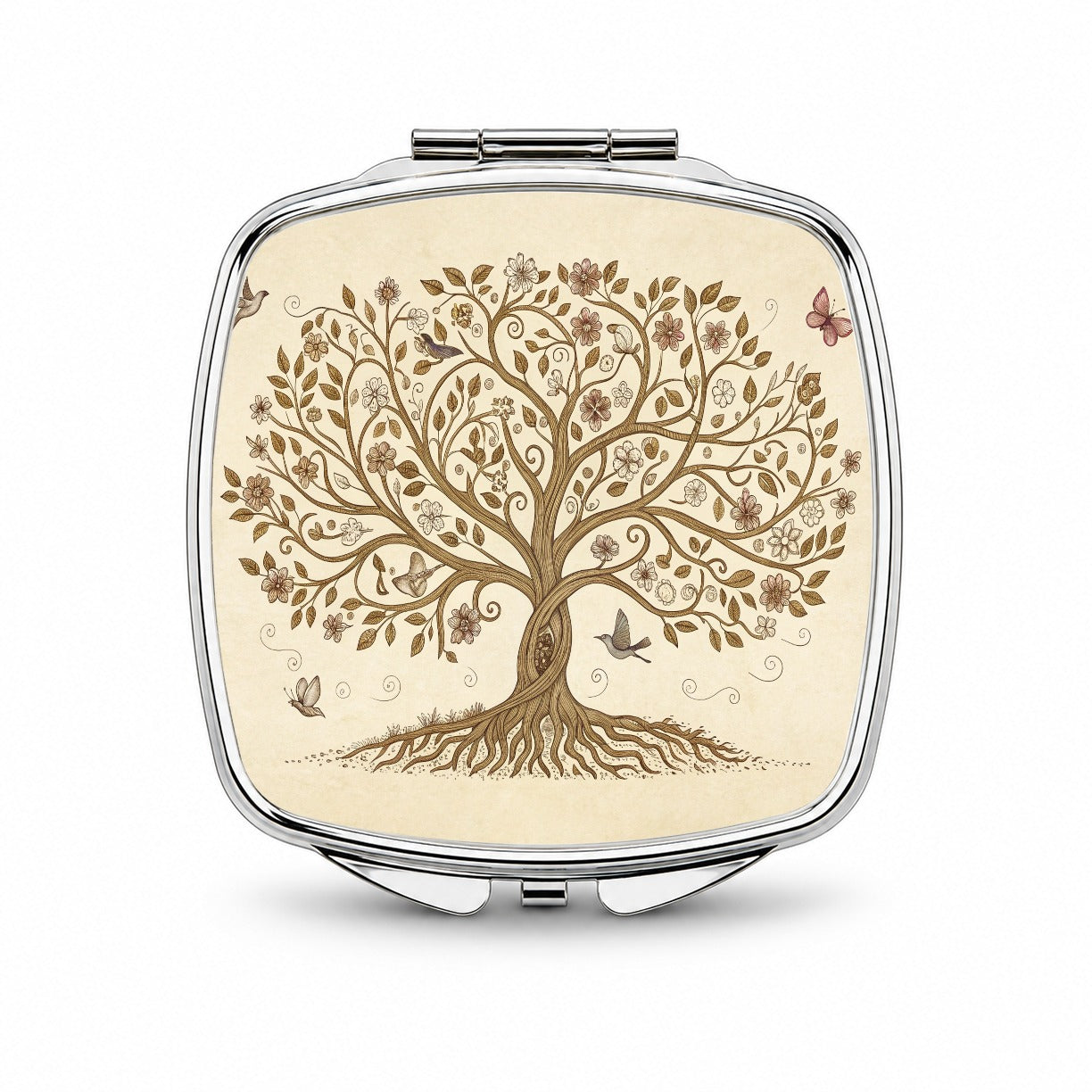 Vintage Tree Of Life Small Travel Purse Handbag Pocket Makeup Compact Mirror