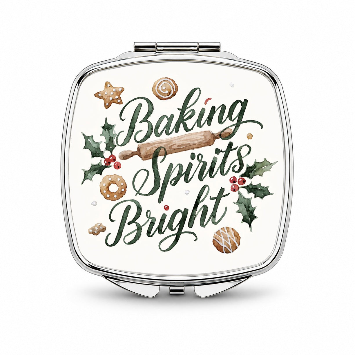 Baking Spirits Bright Christmas Small Travel Purse Handbag Pocket Makeup Compact Mirror