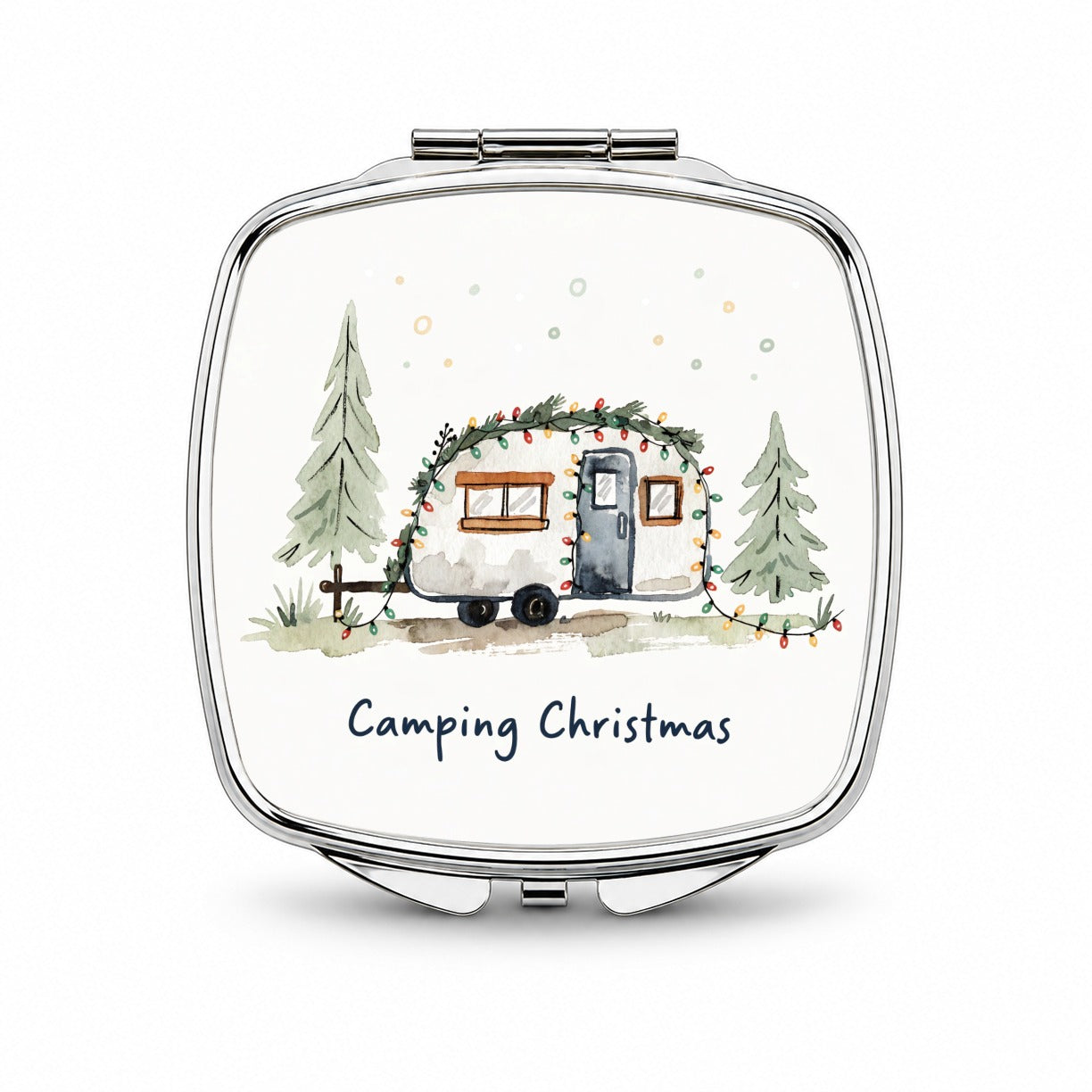 Camping Camper Christmas Cute Small Travel Purse Handbag Pocket Makeup Compact Mirror