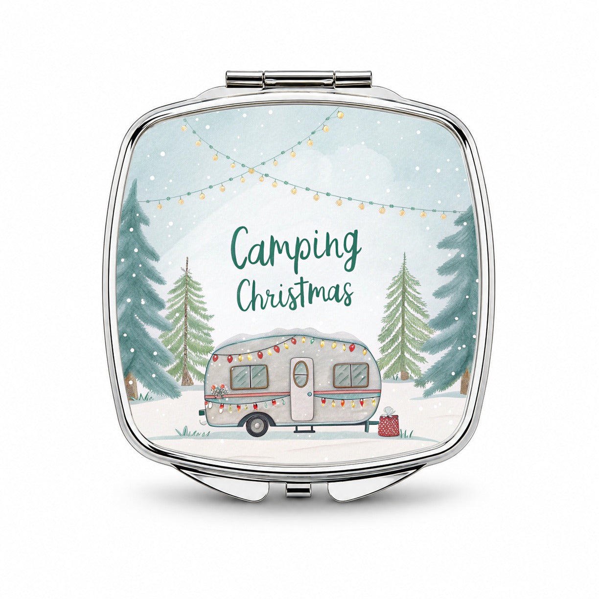 Camping Camper Christmas Small Travel Purse Handbag Pocket Makeup Compact Mirror