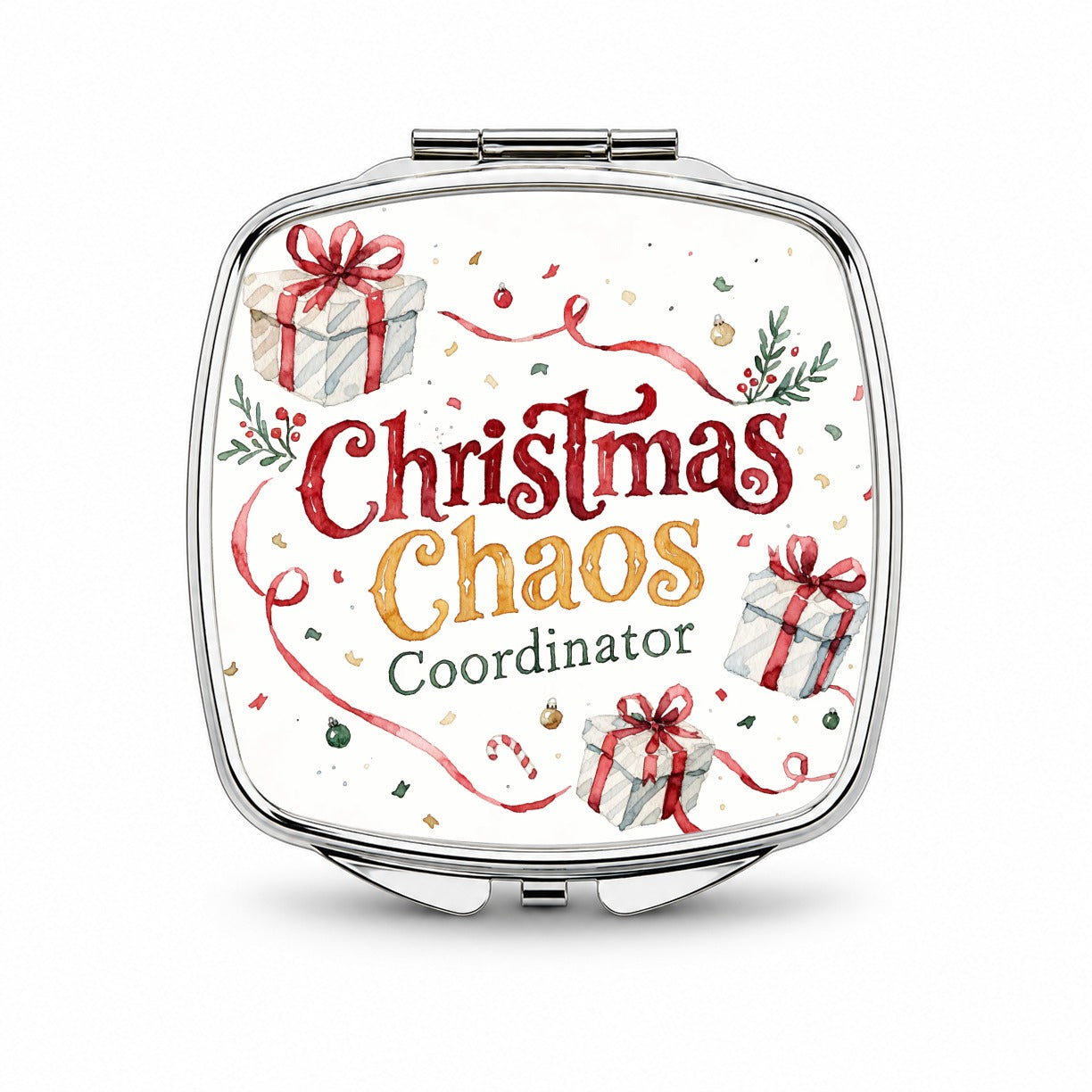 Christmas Chaos Coordinator Small Travel Purse Handbag Pocket Makeup Compact Mirror