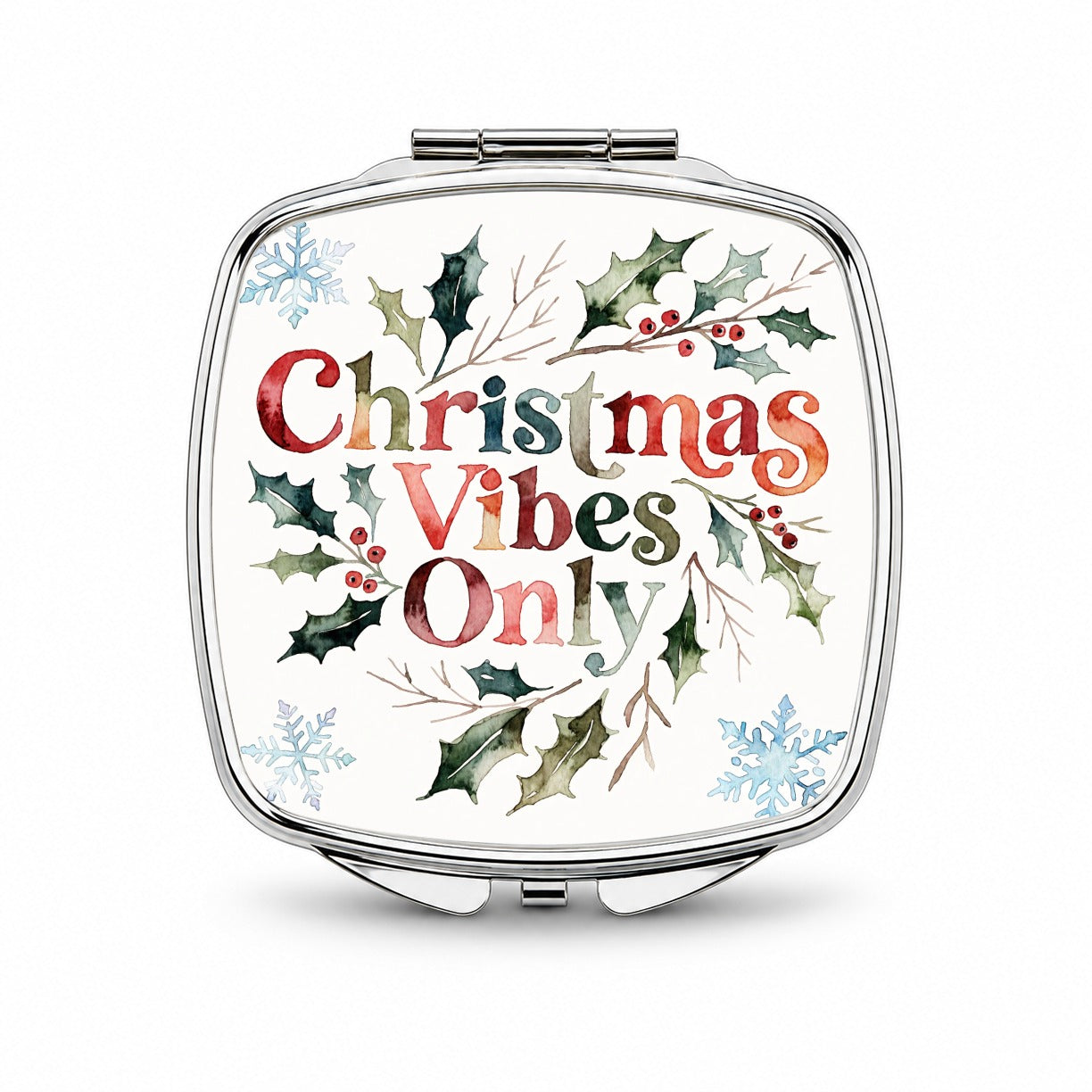 Christmas Vibes Only Small Travel Purse Handbag Pocket Makeup Compact Mirror