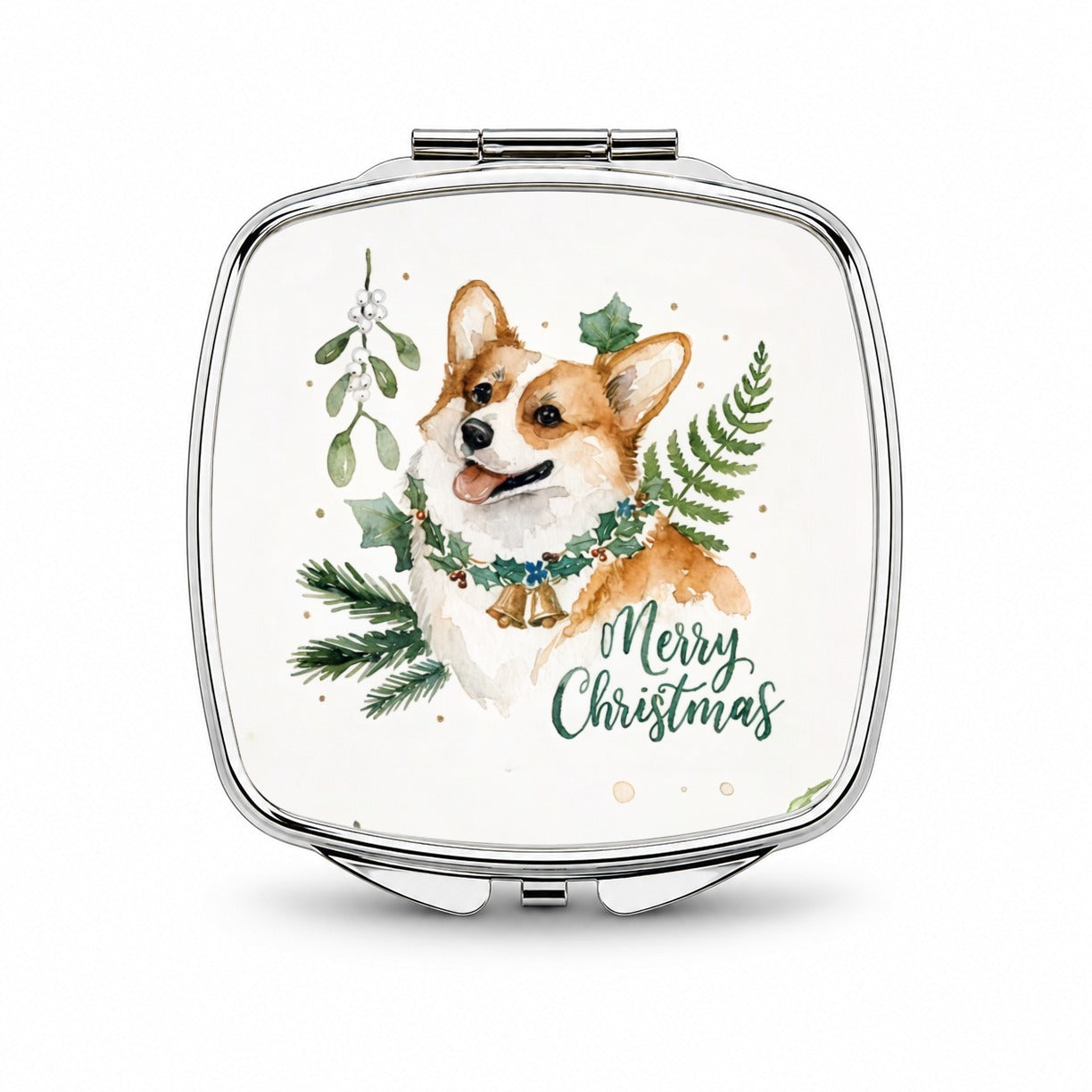 Corgi Dog Merry Christmas Small Travel Purse Handbag Pocket Makeup Compact Mirror