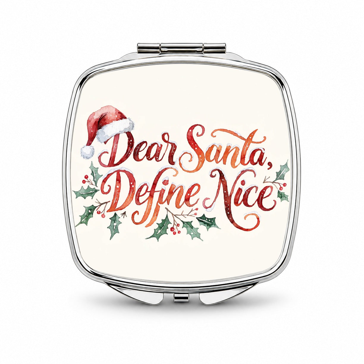 Dear Santa Define Nice Christmas Funny Small Travel Purse Handbag Pocket Makeup Compact Mirror
