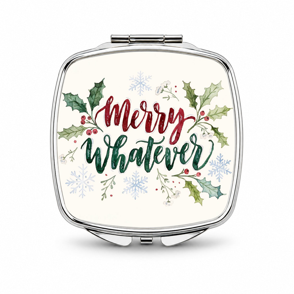 Merry Whatever Christmas Funny Small Travel Purse Handbag Pocket Makeup Compact Mirror