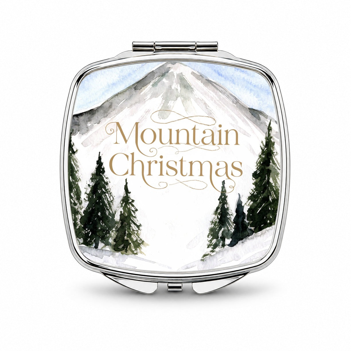 Mountain Christmas Small Travel Purse Handbag Pocket Makeup Compact Mirror