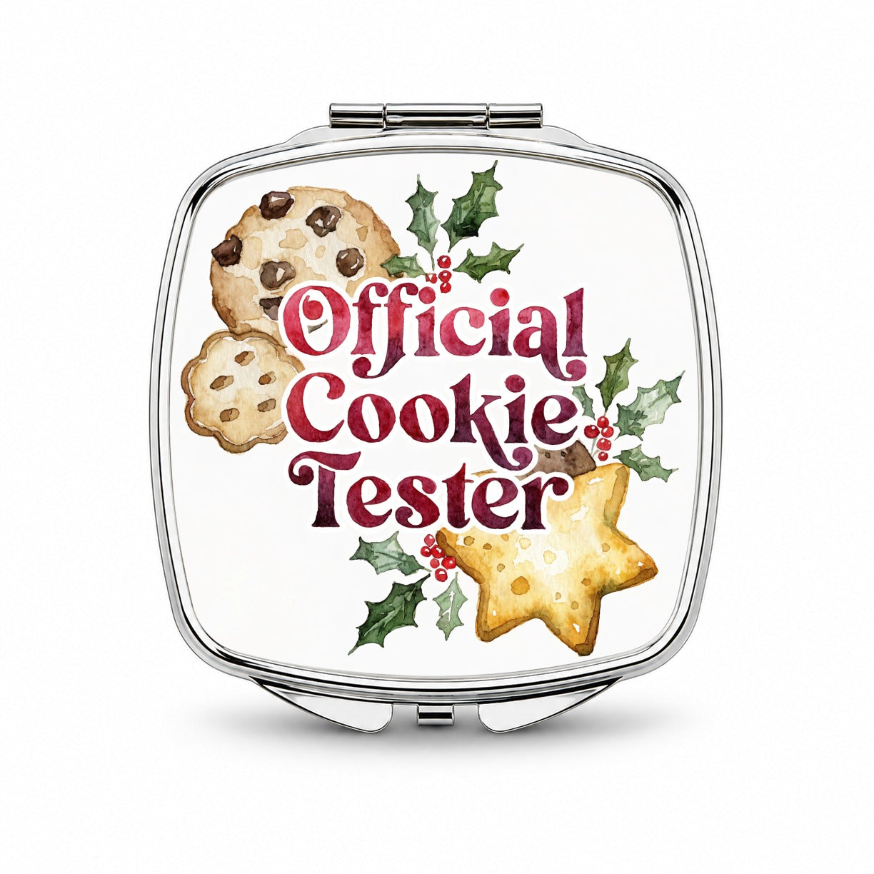 Official Cookie Tester Christmas Funny Small Travel Purse Handbag Pocket Makeup Compact Mirror
